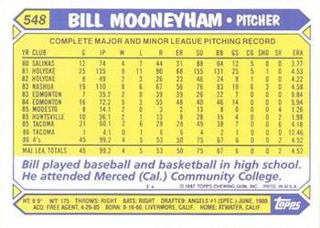 1987 Topps - Collector's Edition (Tiffany) #548 Bill Mooneyham Back