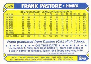 1987 Topps - Collector's Edition (Tiffany) #576 Frank Pastore Back