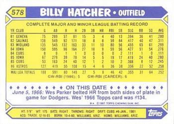 1987 Topps - Collector's Edition (Tiffany) #578 Billy Hatcher Back