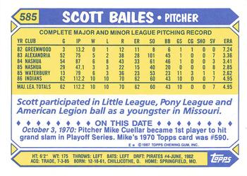 1987 Topps - Collector's Edition (Tiffany) #585 Scott Bailes Back