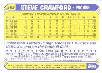 1987 Topps - Collector's Edition (Tiffany) #589 Steve Crawford Back