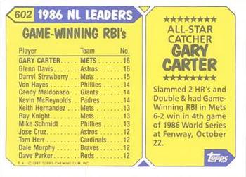 1987 Topps - Collector's Edition (Tiffany) #602 Gary Carter Back