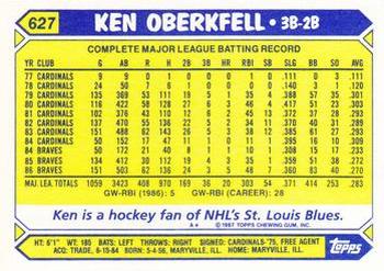 1987 Topps - Collector's Edition (Tiffany) #627 Ken Oberkfell Back