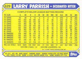 1987 Topps - Collector's Edition (Tiffany) #629 Larry Parrish Back