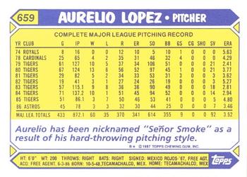 1987 Topps - Collector's Edition (Tiffany) #659 Aurelio Lopez Back