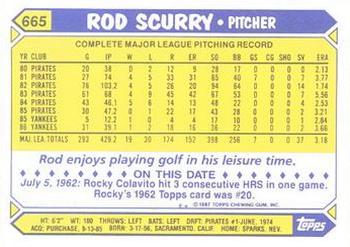 1987 Topps - Collector's Edition (Tiffany) #665 Rod Scurry Back
