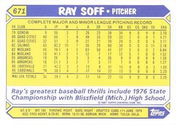 1987 Topps - Collector's Edition (Tiffany) #671 Ray Soff Back