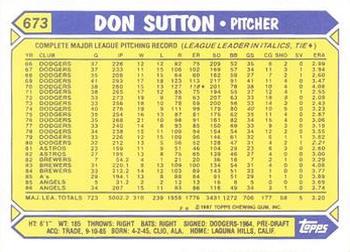 1987 Topps - Collector's Edition (Tiffany) #673 Don Sutton Back