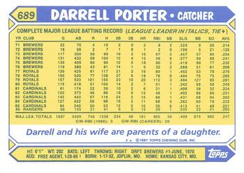 1987 Topps - Collector's Edition (Tiffany) #689 Darrell Porter Back