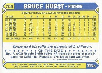 1987 Topps - Collector's Edition (Tiffany) #705 Bruce Hurst Back