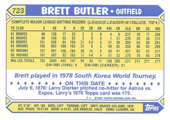 1987 Topps - Collector's Edition (Tiffany) #723 Brett Butler Back