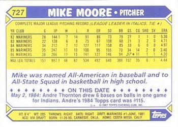 1987 Topps - Collector's Edition (Tiffany) #727 Mike Moore Back