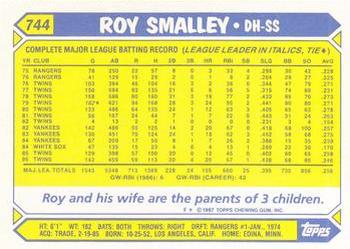 1987 Topps - Collector's Edition (Tiffany) #744 Roy Smalley Back