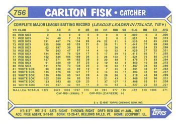 1987 Topps - Collector's Edition (Tiffany) #756 Carlton Fisk Back