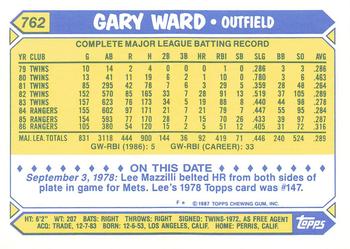 1987 Topps - Collector's Edition (Tiffany) #762 Gary Ward Back
