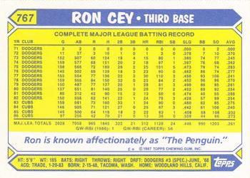 1987 Topps - Collector's Edition (Tiffany) #767 Ron Cey Back