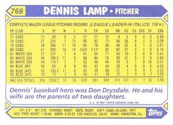 1987 Topps - Collector's Edition (Tiffany) #768 Dennis Lamp Back