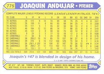 1987 Topps - Collector's Edition (Tiffany) #775 Joaquin Andujar Back
