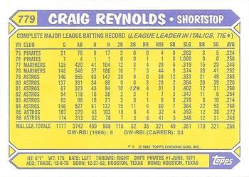 1987 Topps - Collector's Edition (Tiffany) #779 Craig Reynolds Back