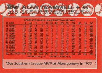 1988 Topps - Collector's Edition (Tiffany) #320 Alan Trammell Back