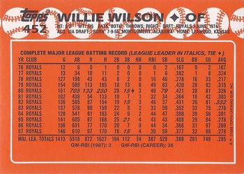 1988 Topps - Collector's Edition (Tiffany) #452 Willie Wilson Back