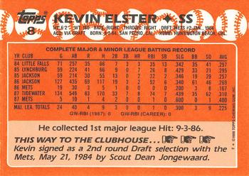 1988 Topps - Collector's Edition (Tiffany) #8 Kevin Elster Back