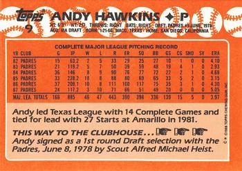 1988 Topps - Collector's Edition (Tiffany) #9 Andy Hawkins Back