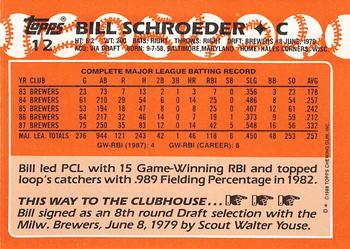 1988 Topps - Collector's Edition (Tiffany) #12 Bill Schroeder Back