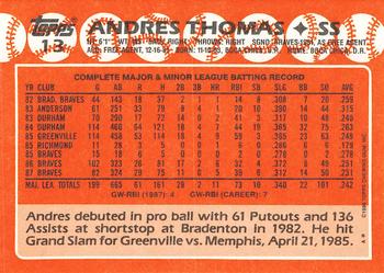 1988 Topps - Collector's Edition (Tiffany) #13 Andres Thomas Back