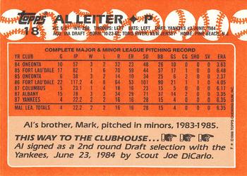 1988 Topps - Collector's Edition (Tiffany) #18 Al Leiter Back