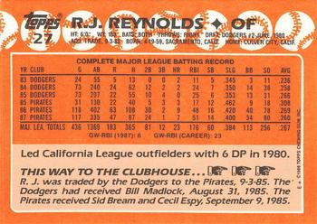 1988 Topps - Collector's Edition (Tiffany) #27 R.J. Reynolds Back