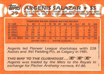 1988 Topps - Collector's Edition (Tiffany) #29 Argenis Salazar Back