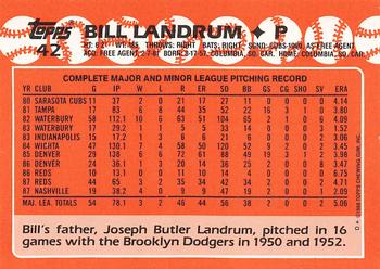 1988 Topps - Collector's Edition (Tiffany) #42 Bill Landrum Back