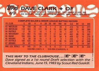 1988 Topps - Collector's Edition (Tiffany) #49 Dave Clark Back