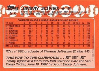 1988 Topps - Collector's Edition (Tiffany) #63 Jimmy Jones Back