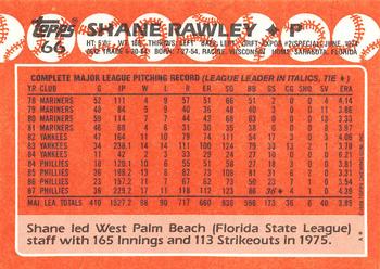 1988 Topps - Collector's Edition (Tiffany) #66 Shane Rawley Back
