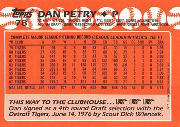 1988 Topps - Collector's Edition (Tiffany) #78 Dan Petry Back