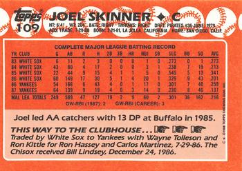 1988 Topps - Collector's Edition (Tiffany) #109 Joel Skinner Back