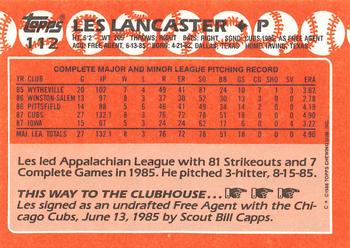 1988 Topps - Collector's Edition (Tiffany) #112 Les Lancaster Back