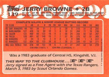 1988 Topps - Collector's Edition (Tiffany) #139 Jerry Browne Back