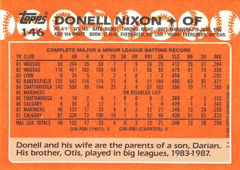 1988 Topps - Collector's Edition (Tiffany) #146 Donell Nixon Back