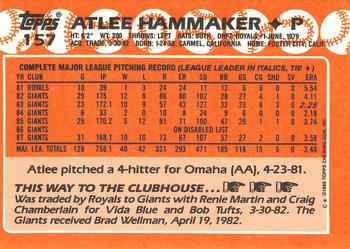 1988 Topps - Collector's Edition (Tiffany) #157 Atlee Hammaker Back