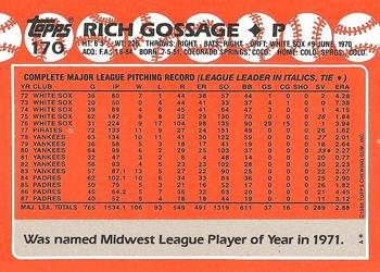 1988 Topps - Collector's Edition (Tiffany) #170 Rich Gossage Back
