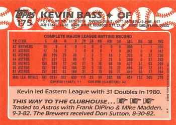 1988 Topps - Collector's Edition (Tiffany) #175 Kevin Bass Back
