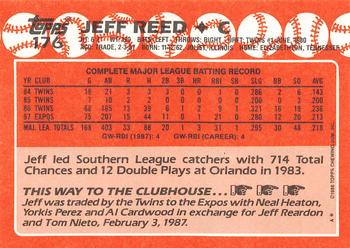 1988 Topps - Collector's Edition (Tiffany) #176 Jeff Reed Back