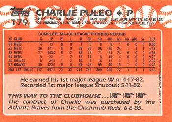 1988 Topps - Collector's Edition (Tiffany) #179 Charlie Puleo Back