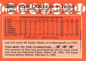 1988 Topps - Collector's Edition (Tiffany) #183 Tom Lawless Back