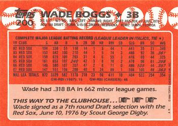 1988 Topps - Collector's Edition (Tiffany) #200 Wade Boggs Back