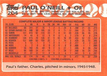 1988 Topps - Collector's Edition (Tiffany) #204 Paul O'Neill Back