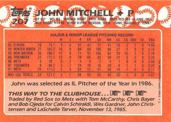 1988 Topps - Collector's Edition (Tiffany) #207 John Mitchell Back